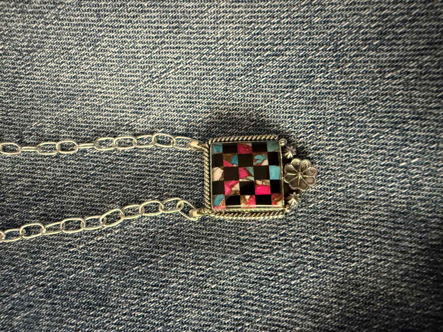 Cotton Candy Checkered Necklace