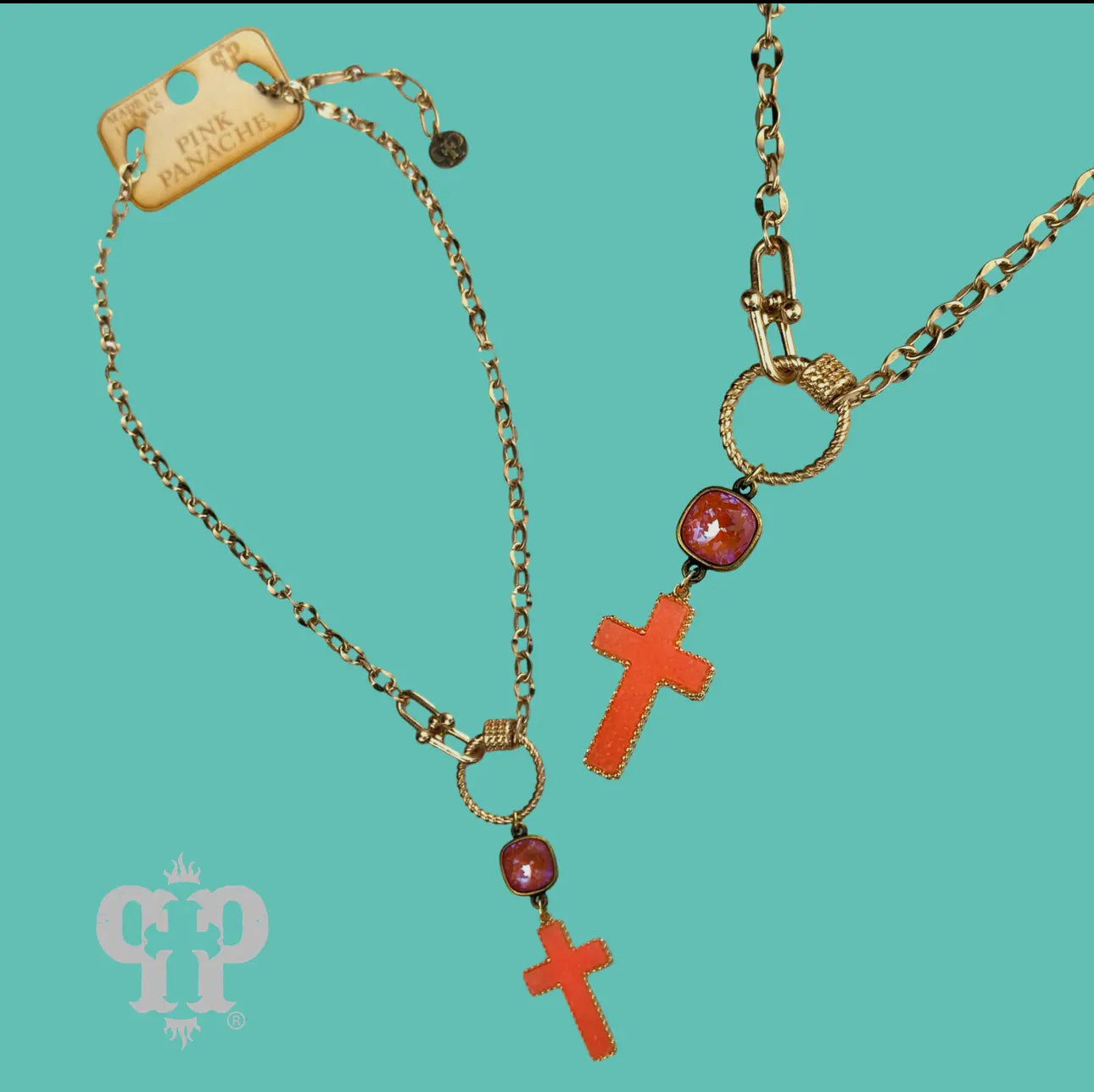 Neon Cross Necklace, Austrian Crystal