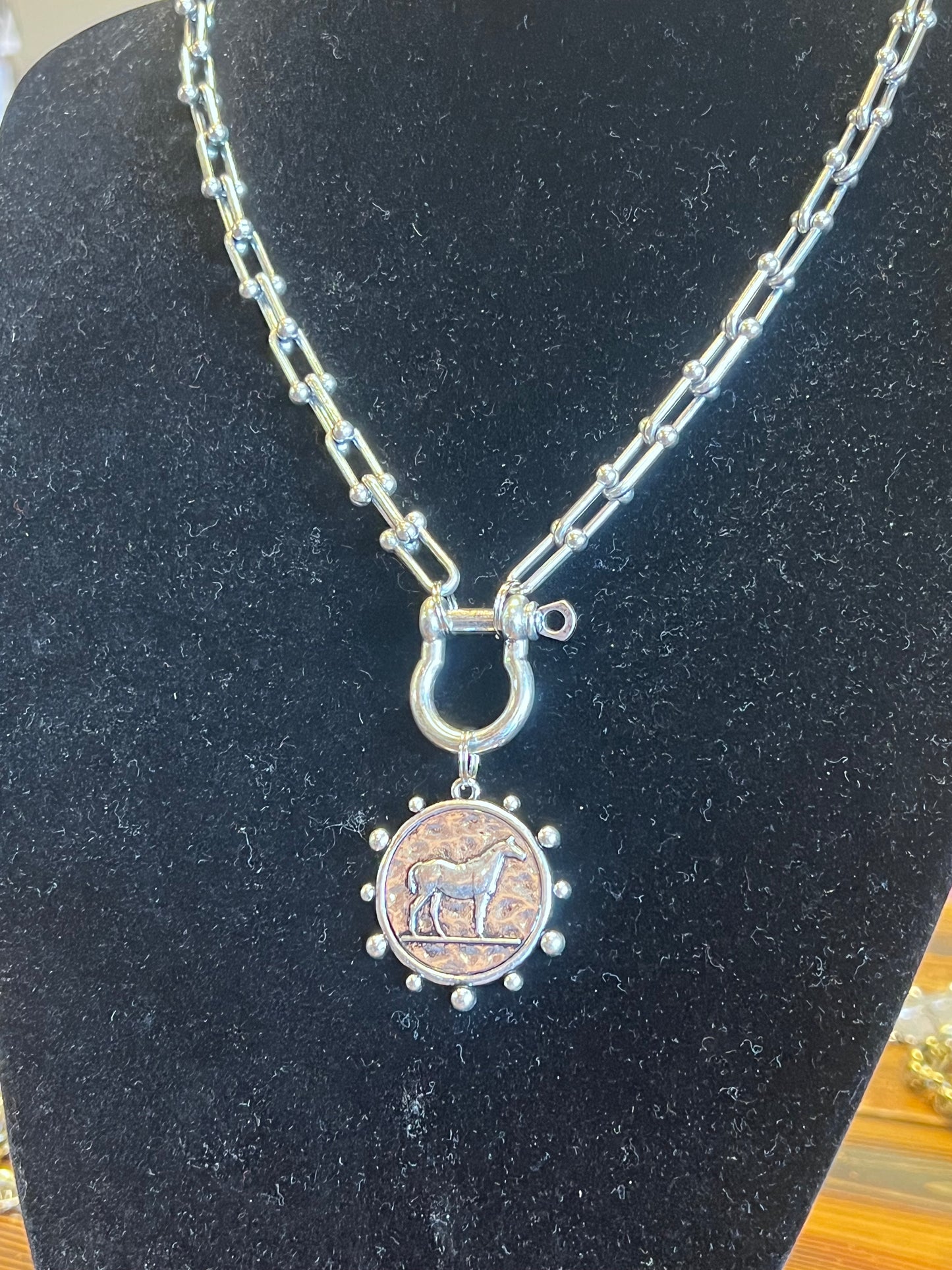Horse Coin Pendant - Anchor Chain