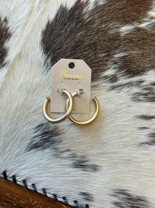 Satin Gold 1.75" Stud Hoop Earring