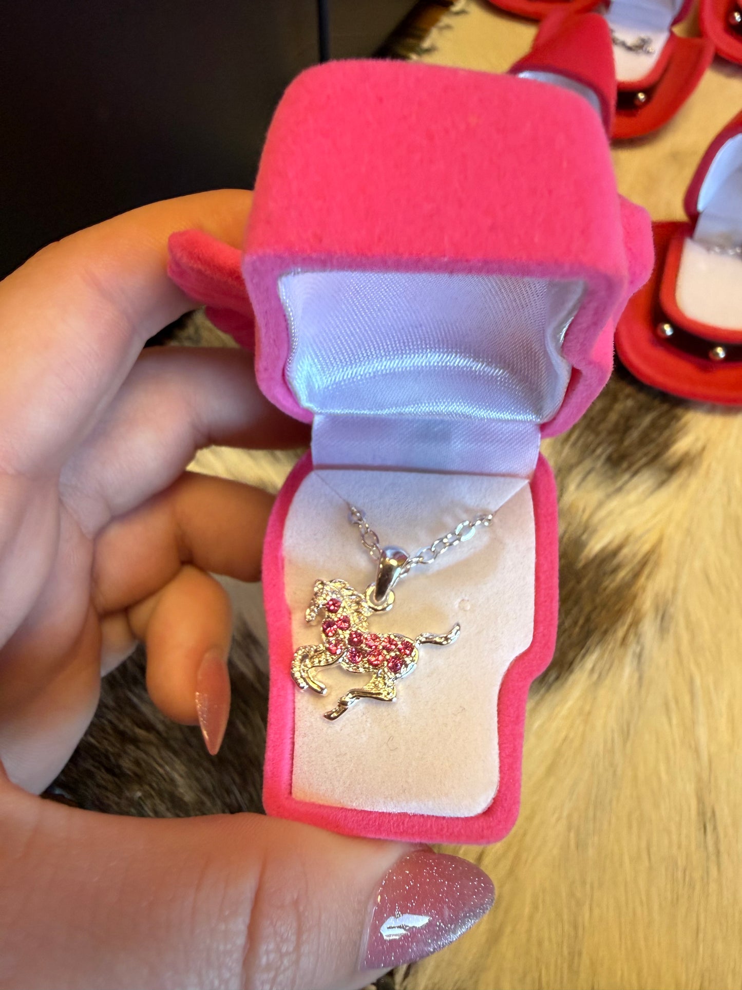AWST Rhinestone Horse Necklace