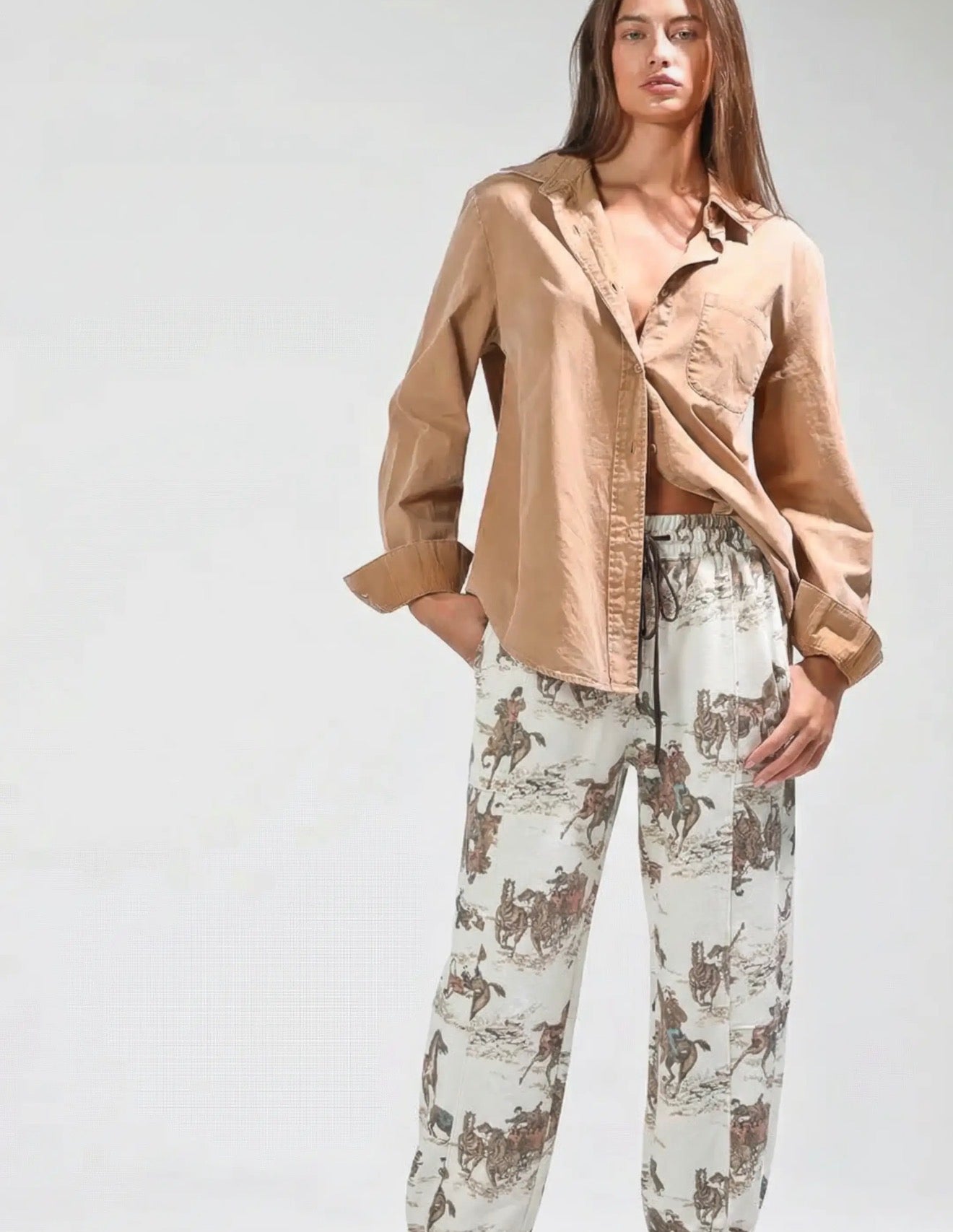 Horse Print Elastic Waist
Cuffed Sweatpants