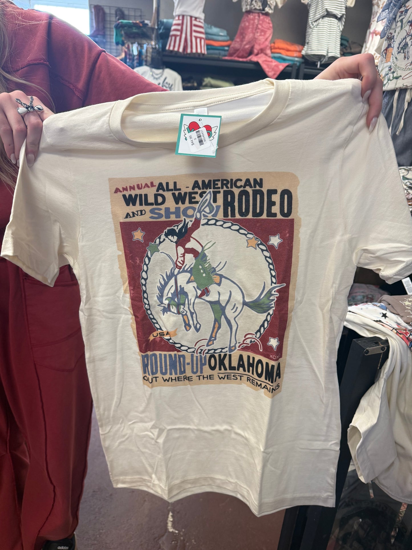 Xoxo Tee Rodeo Greetings Oklahoma Bronc Rider