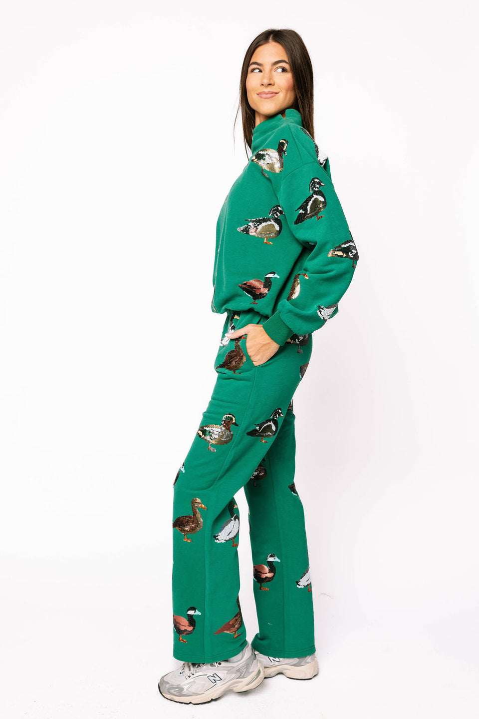 Queen Of Sparkles Dark Green Duck Mock Neck Sweatshirt OR Sweatpant