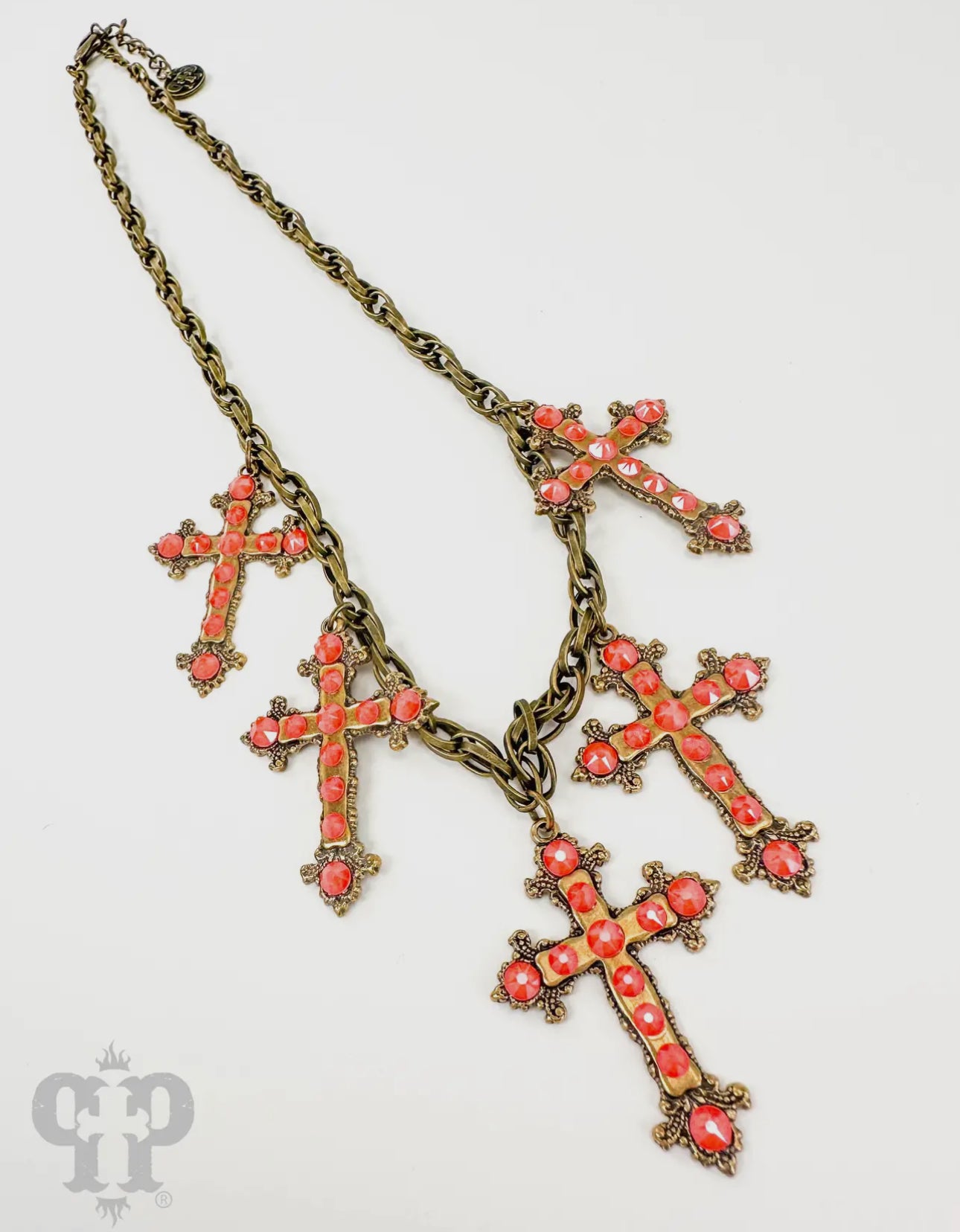 Multi-Cross Necklace with Austrian Crystals