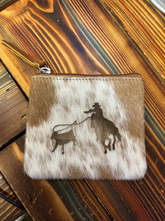 Cowhide Calf Roping Coin Pouch