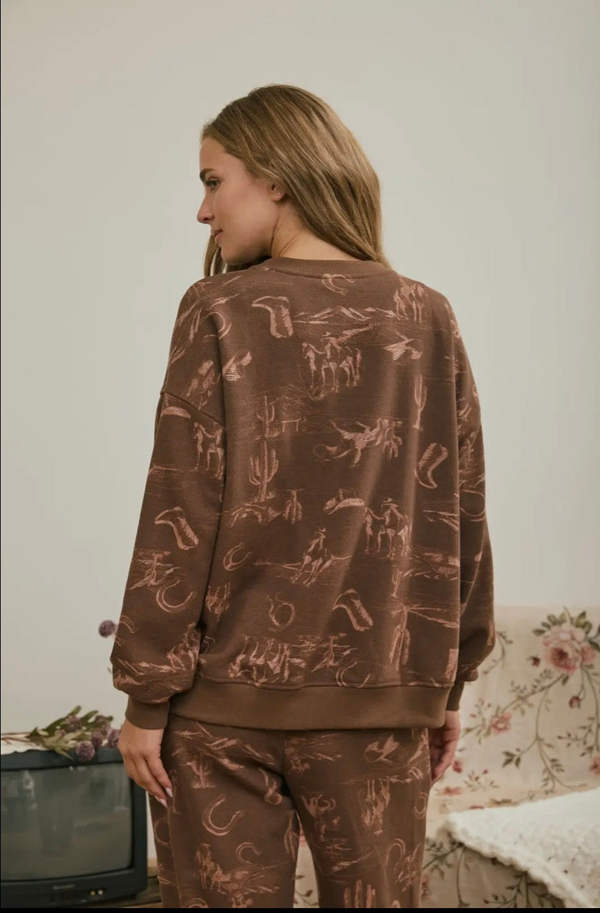Brown Western Print Set
