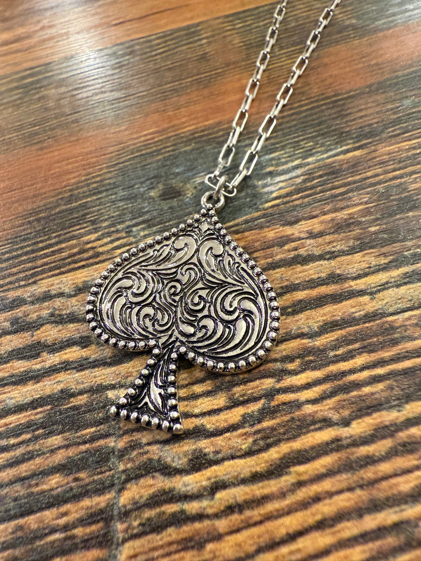 Tooled Spade Necklace