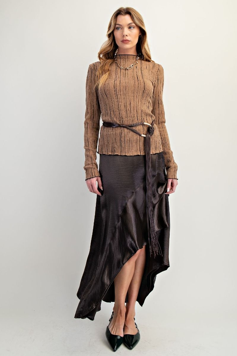 2 TONE NOVELTY RIB FITTED TOP