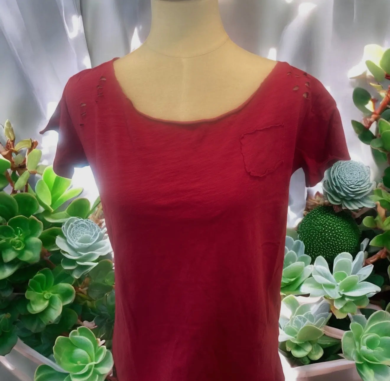 Cranberry Rip Tattered Shirt