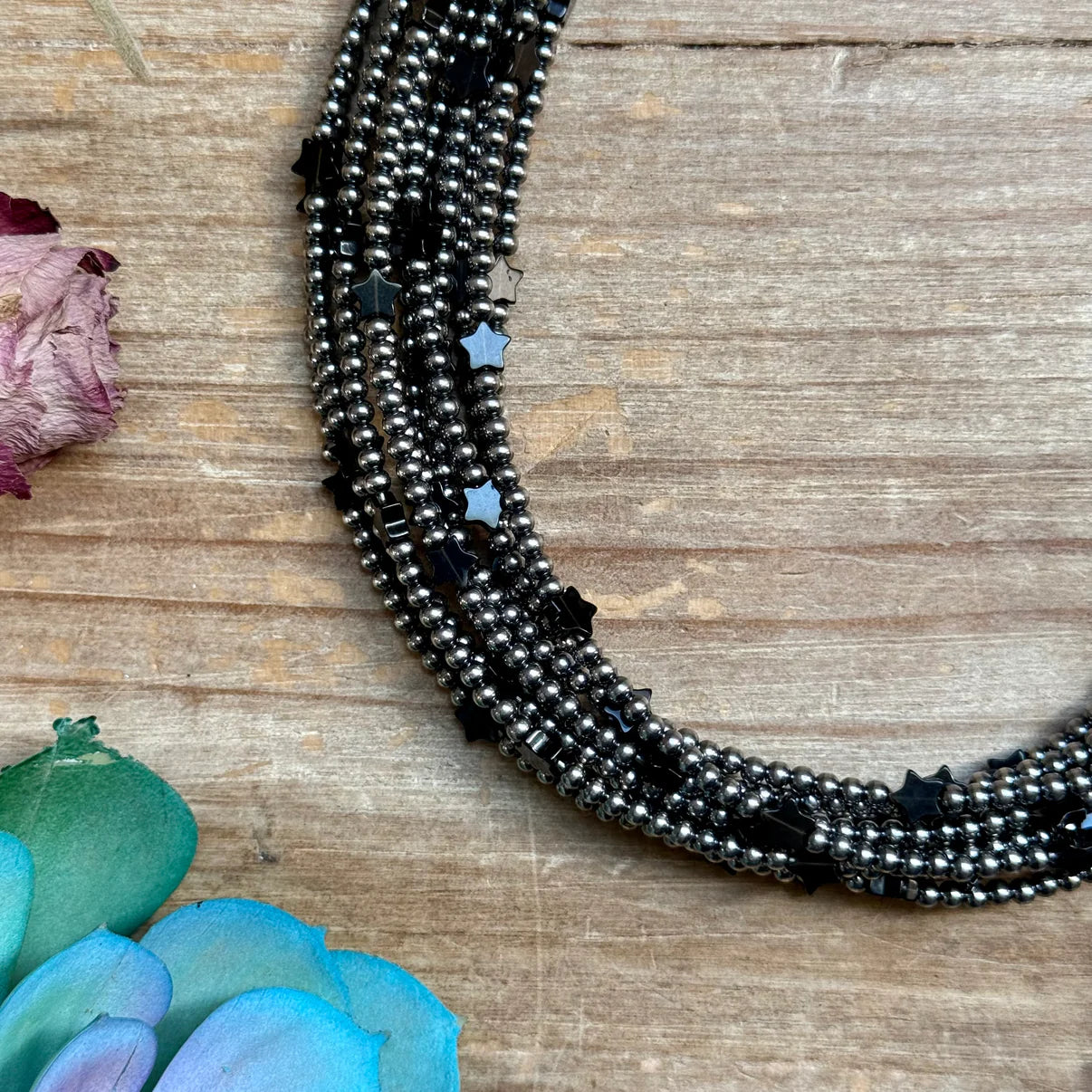 15" Black Onyx Star Necklace -
Sterling Silver Pearls