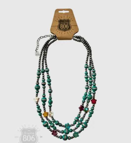 Burnished Turquoise Bead Necklace