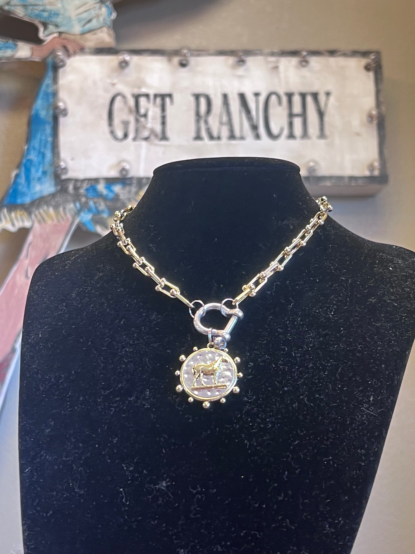 Horse Coin Pendant - Anchor Chain