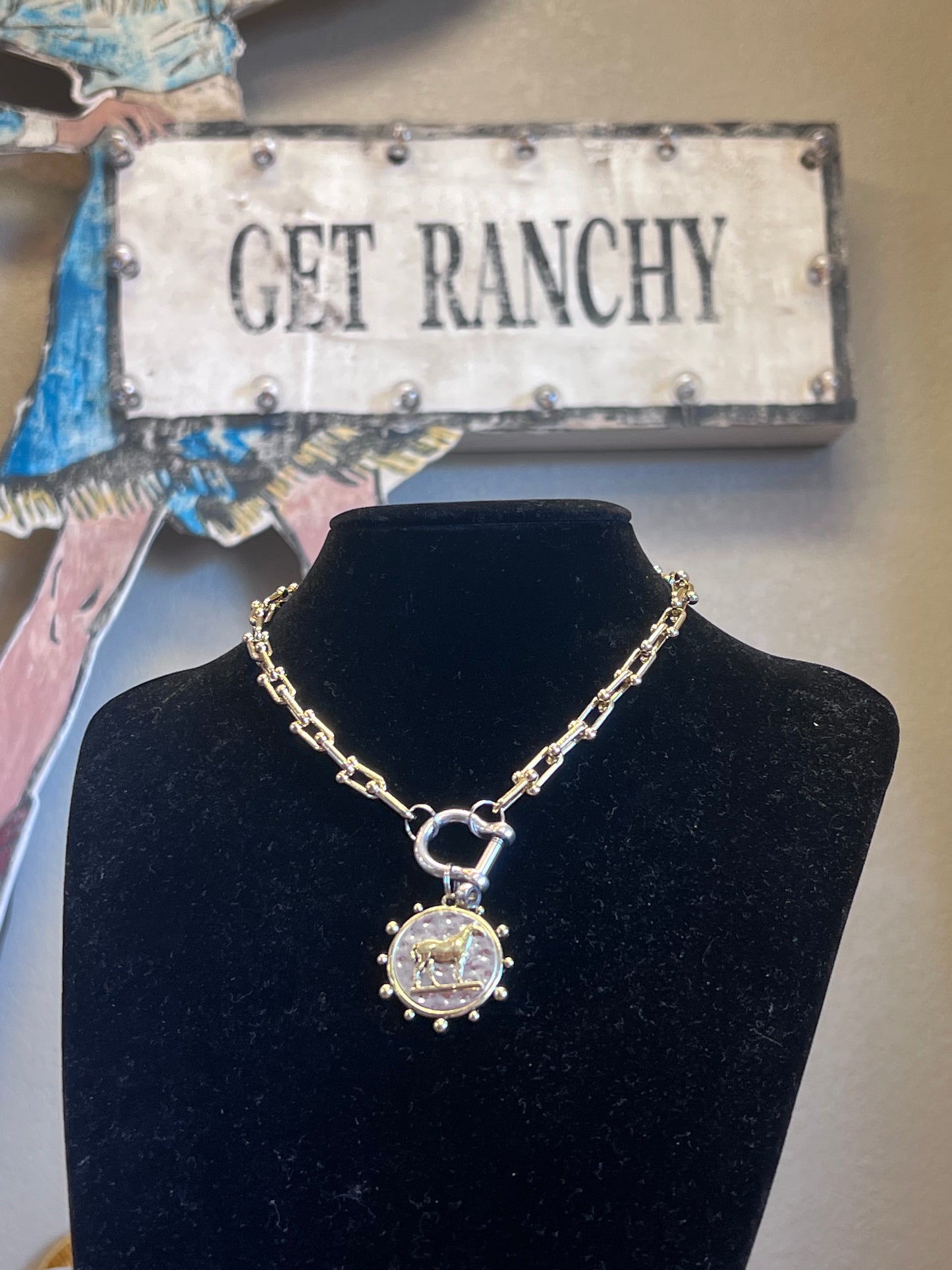 Horse Coin Pendant - Anchor Chain
