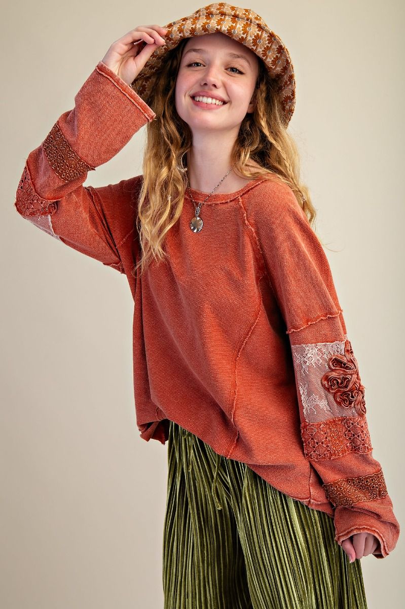 INSIDE OUT WASHED TERRY PULLOVER