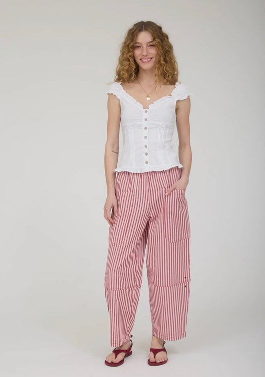 Stripe Pocket Detail Wide Leg Pants