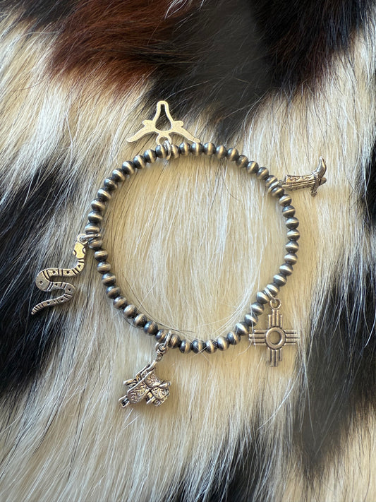 4mm NP Charm Stretch Bracelet