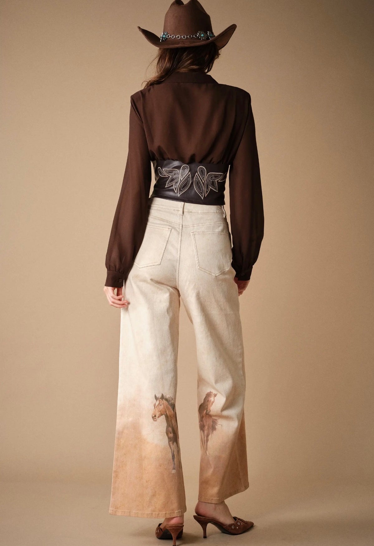 Western Embroidered Faux Leather
Panel Top