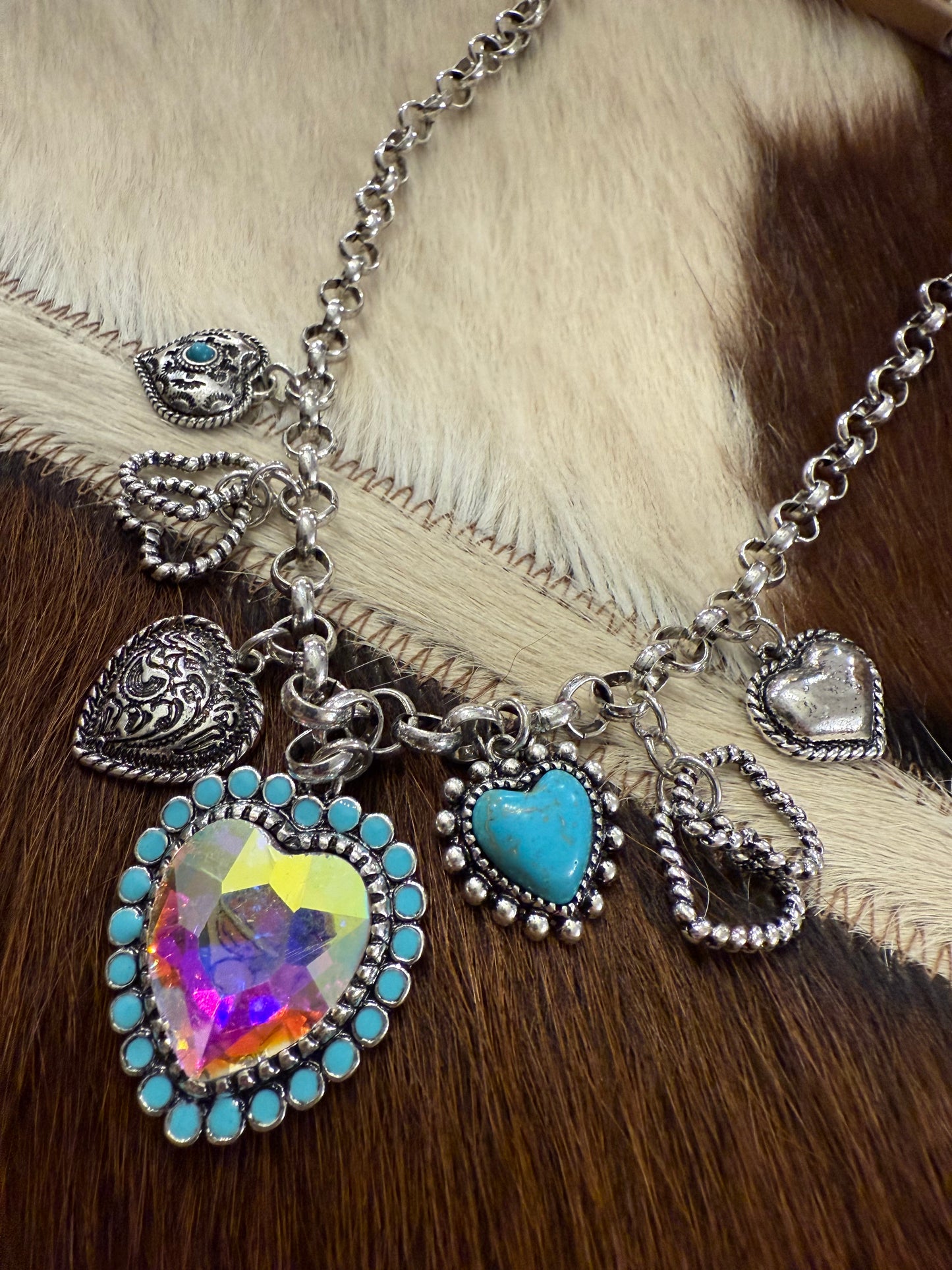 Rope Heart Charm Necklace Set