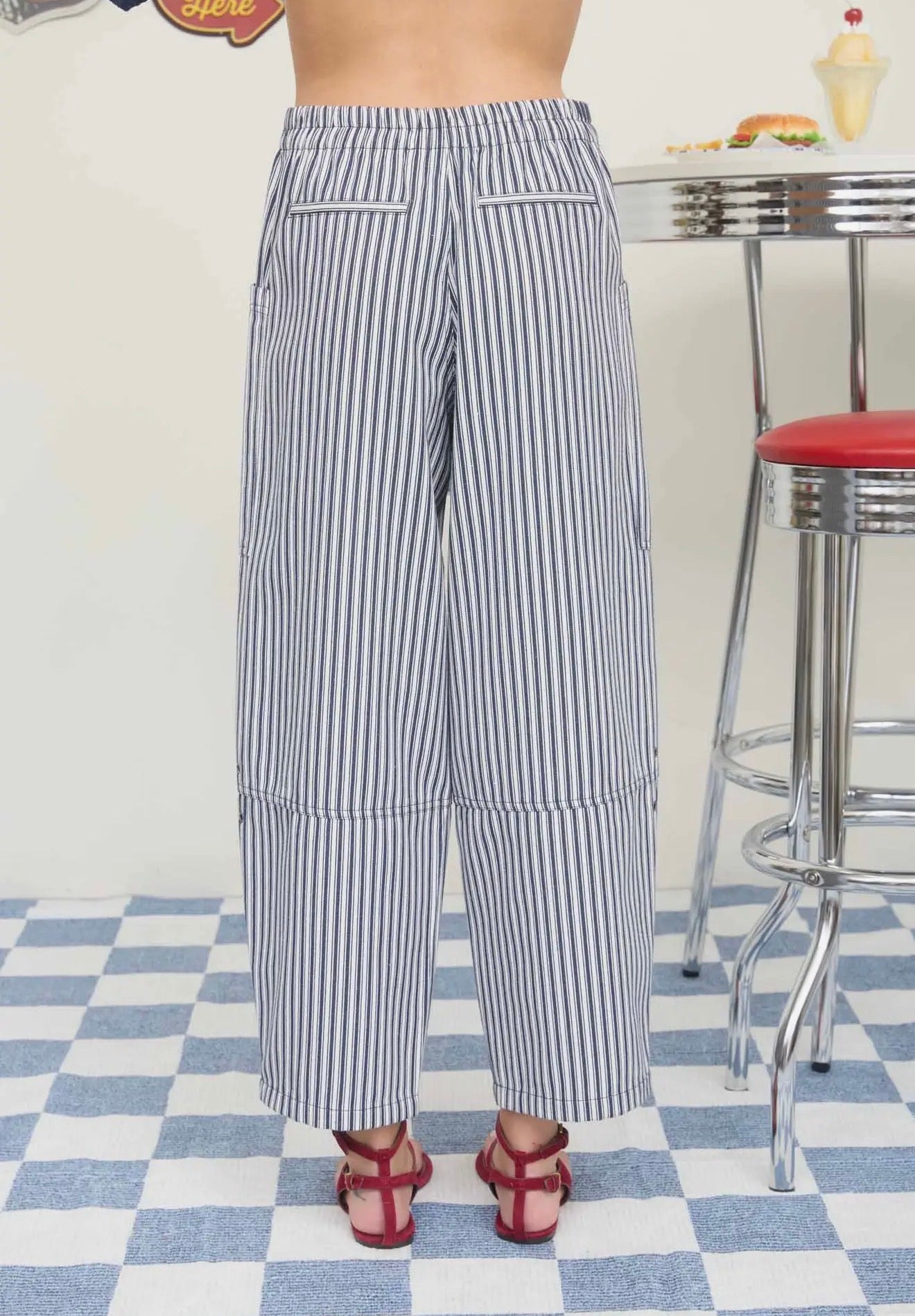 Stripe Pocket Detail Wide Leg Pants