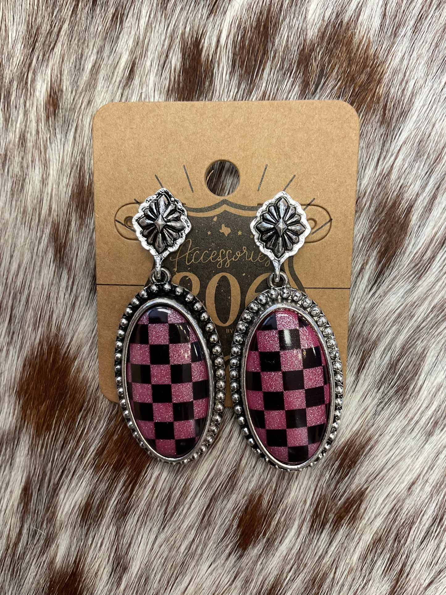 Checkered Oval Earrings