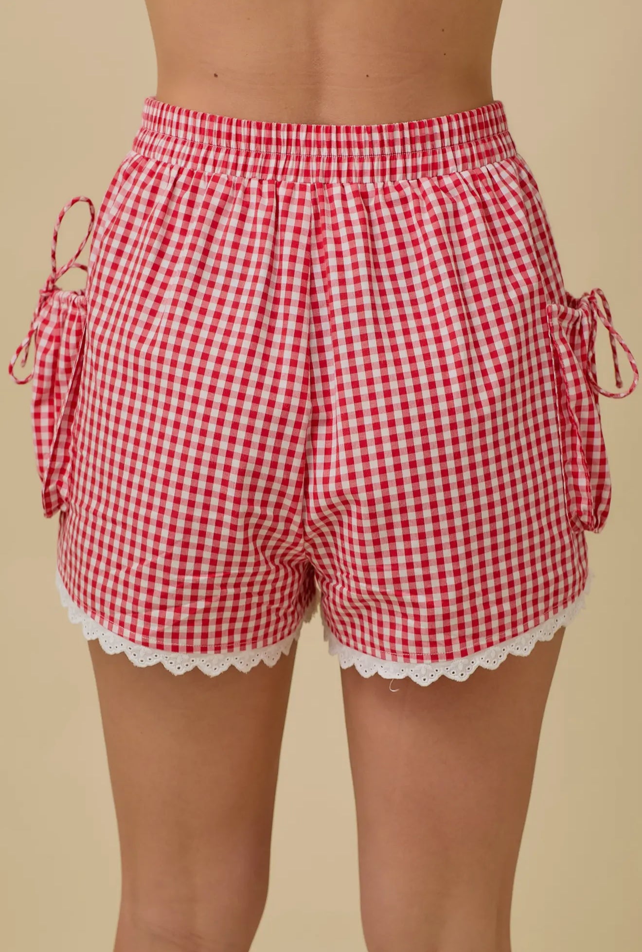 Gingham Shorts with Side Pouch Pocket