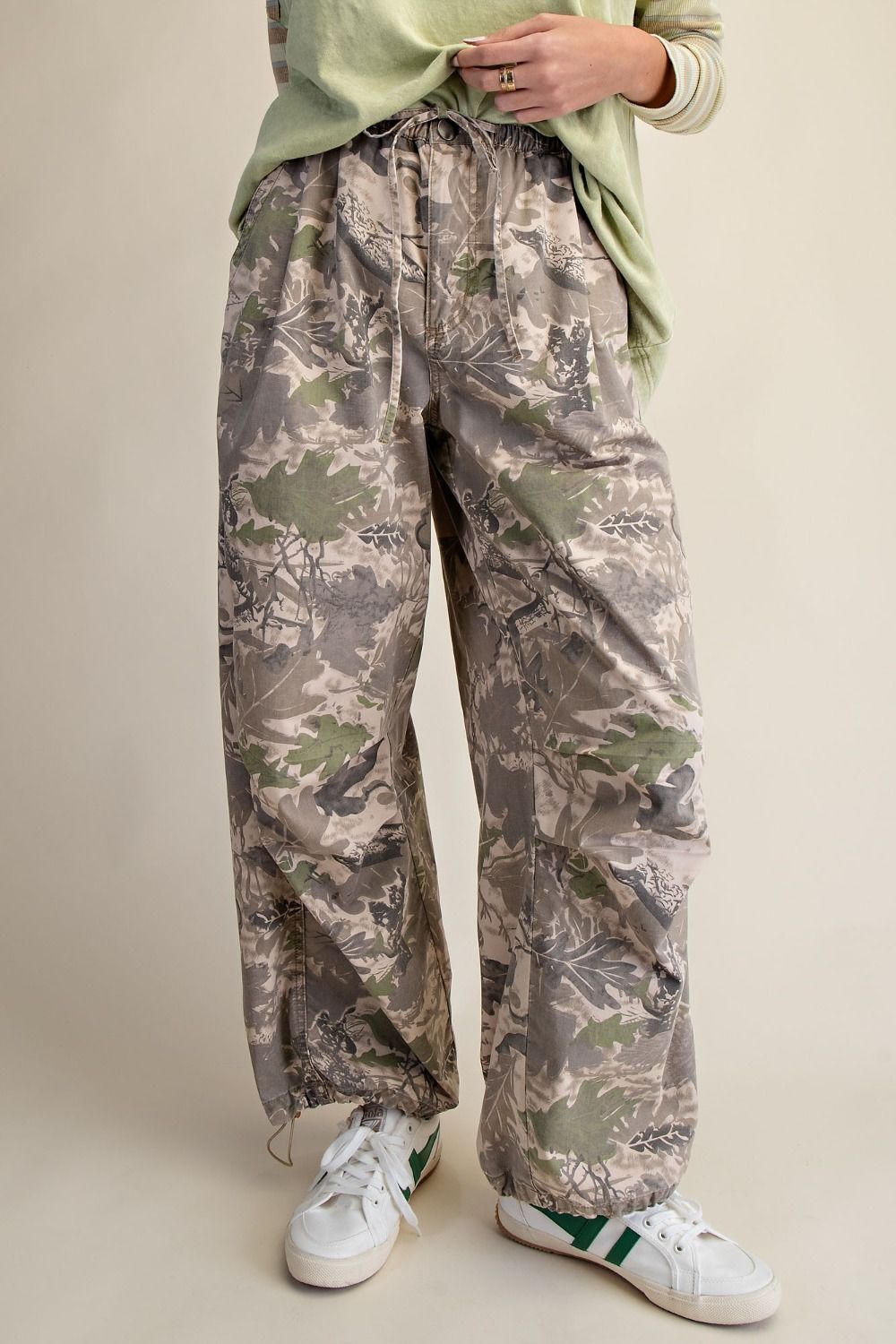 CAMOUFLAGE PRINTED MINERAL WASHED TWILL PANTS