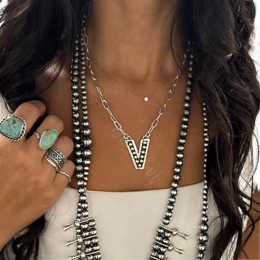 ‼️‼️PREORDER‼️‼️                     Sterling Ball Initial Necklace - 2 Sizes