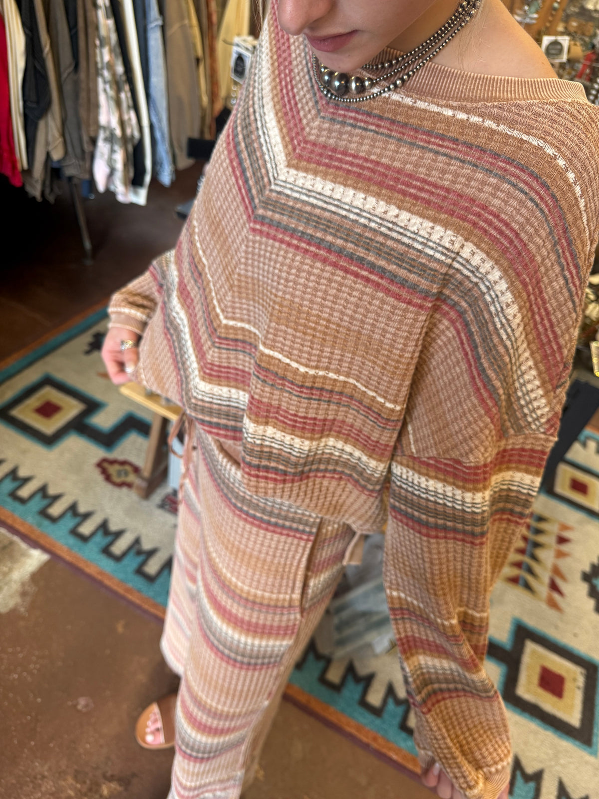 STRIPE THERMAL WASHED SET