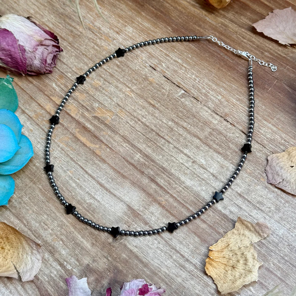 15" Black Onyx Star Necklace -
Sterling Silver Pearls