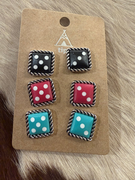 Triple Dice Earring Set
