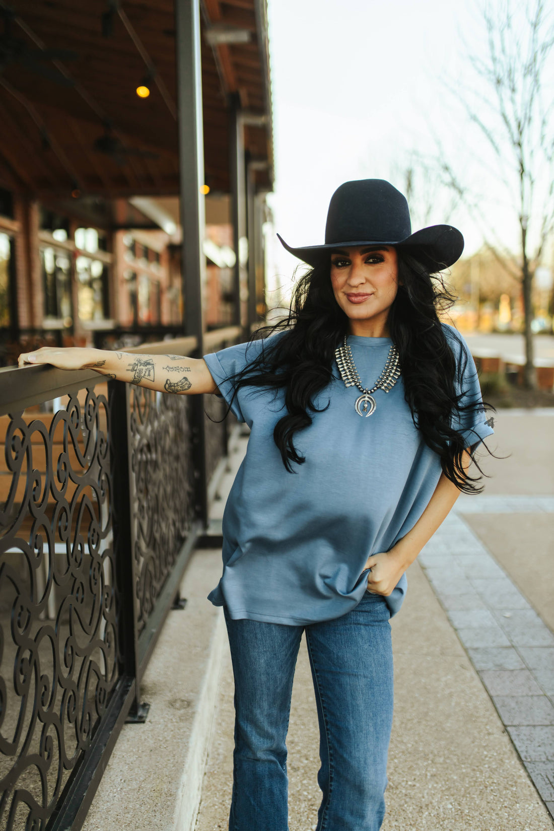 Cloud Basic Mom Cuff Tee