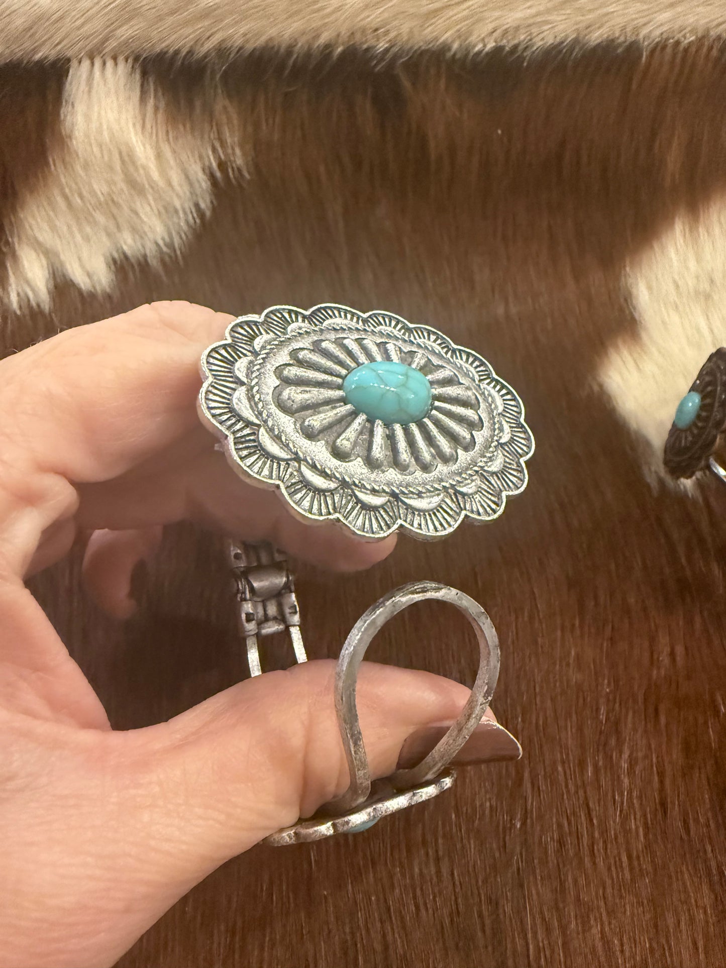 Turquoise Flower Concho Bracelet