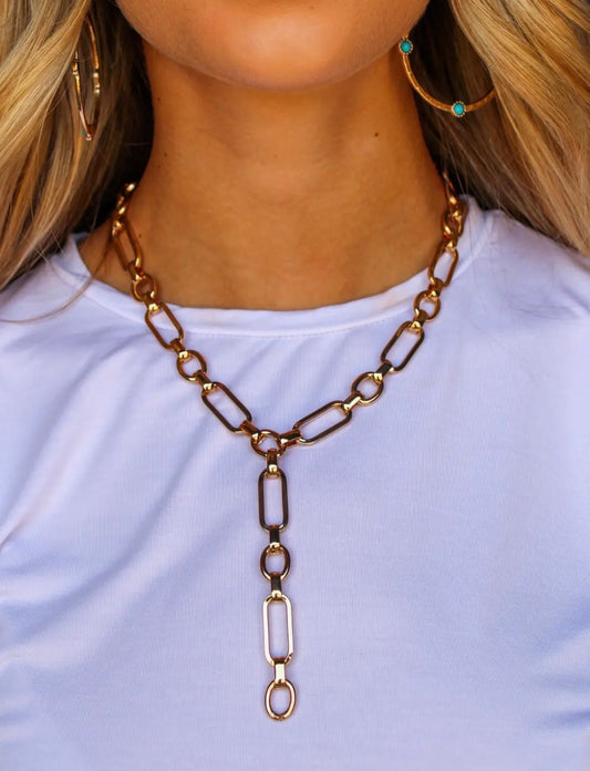 17" Gold Chunky Chain Y Necklace