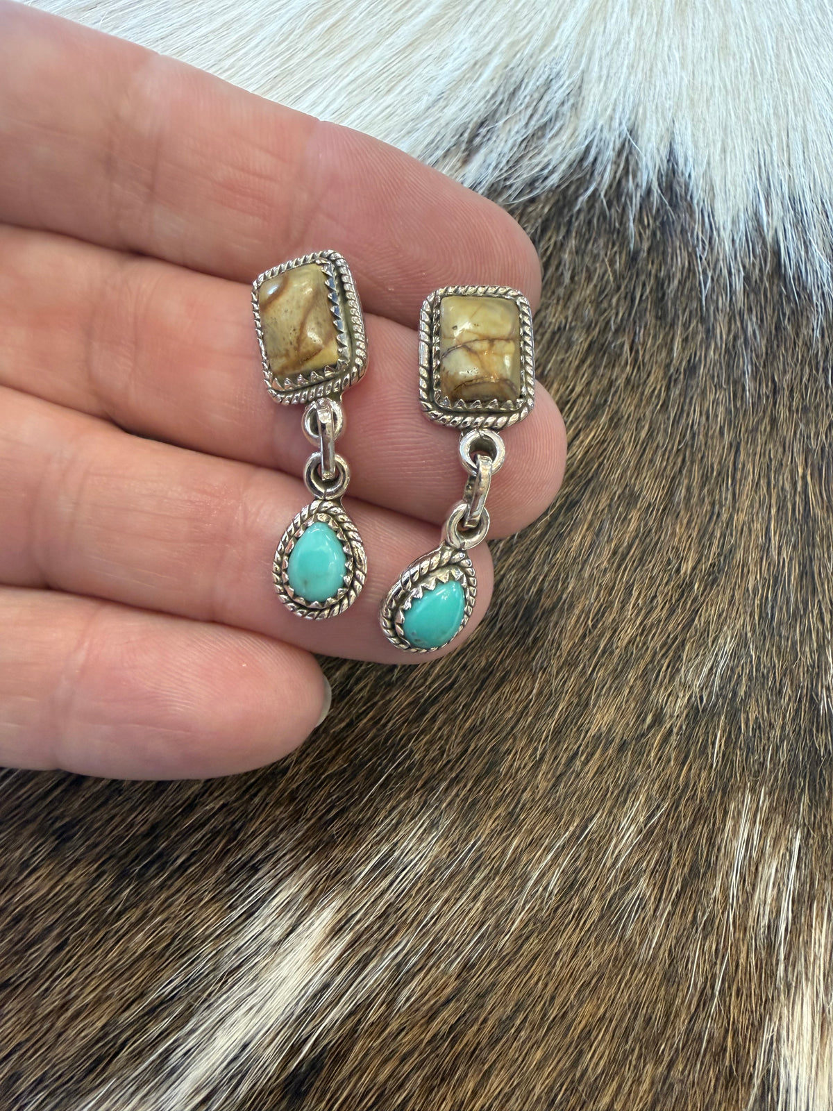 Desert Treasures Ribbon Royston & Turquoise Sterling Silver Drop Earrings