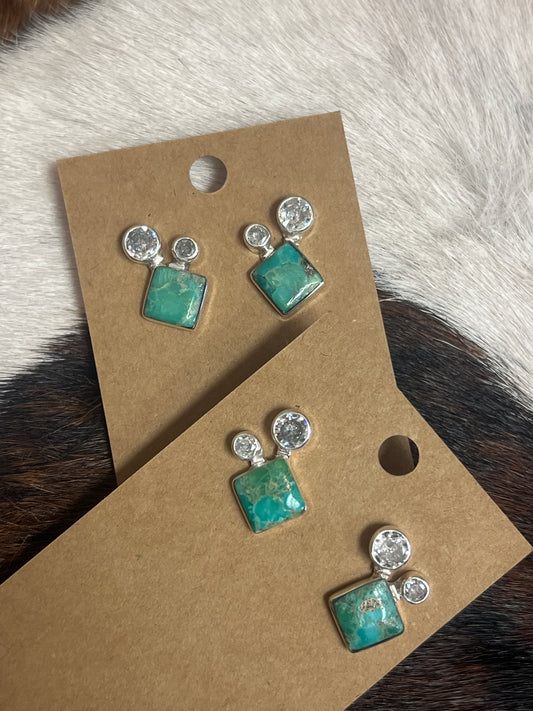 Diamond Double CZ Post Earrings