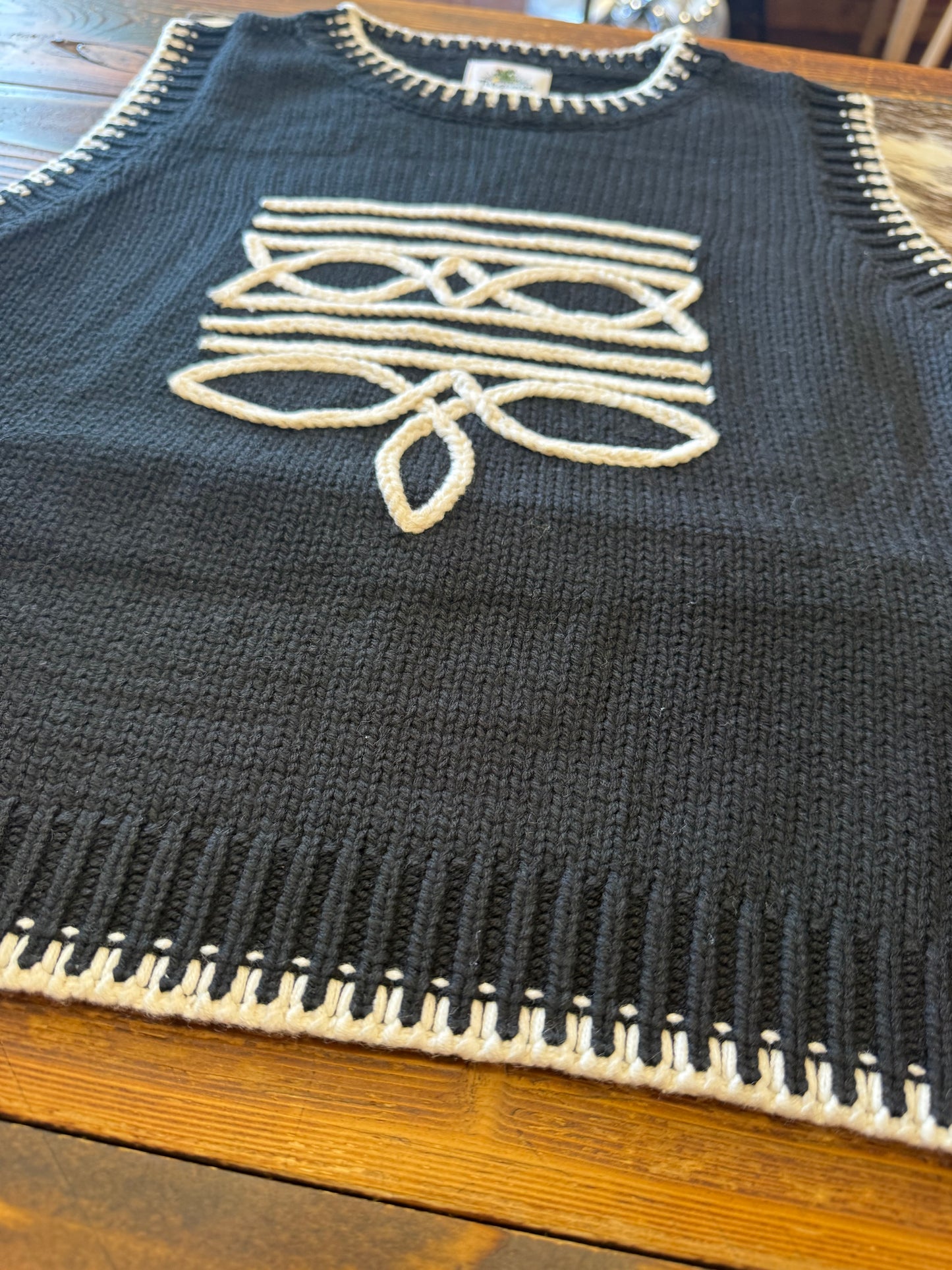 Black Boot Stitch Sweater Vest