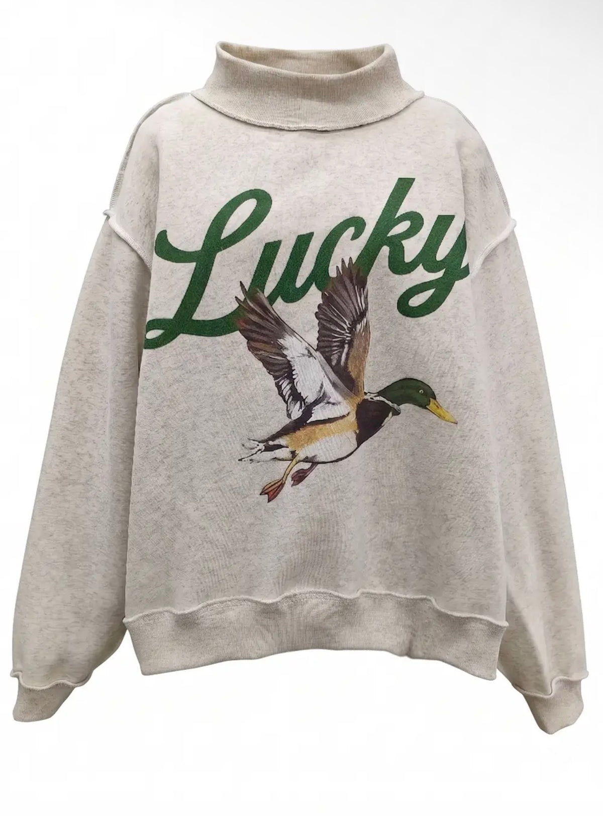 “Lucky Mallard” Reversible Mock-Neck Sweatshirt