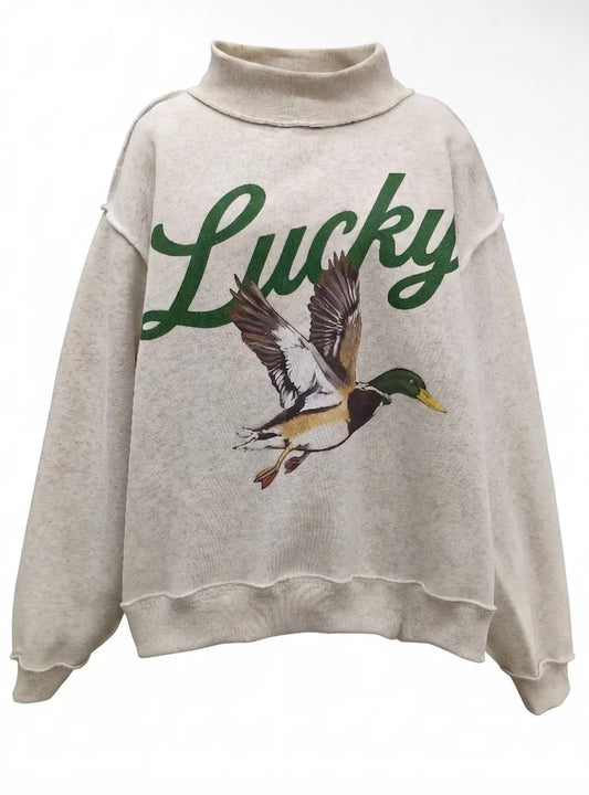 “Lucky Mallard” Reversible Mock-Neck Sweatshirt