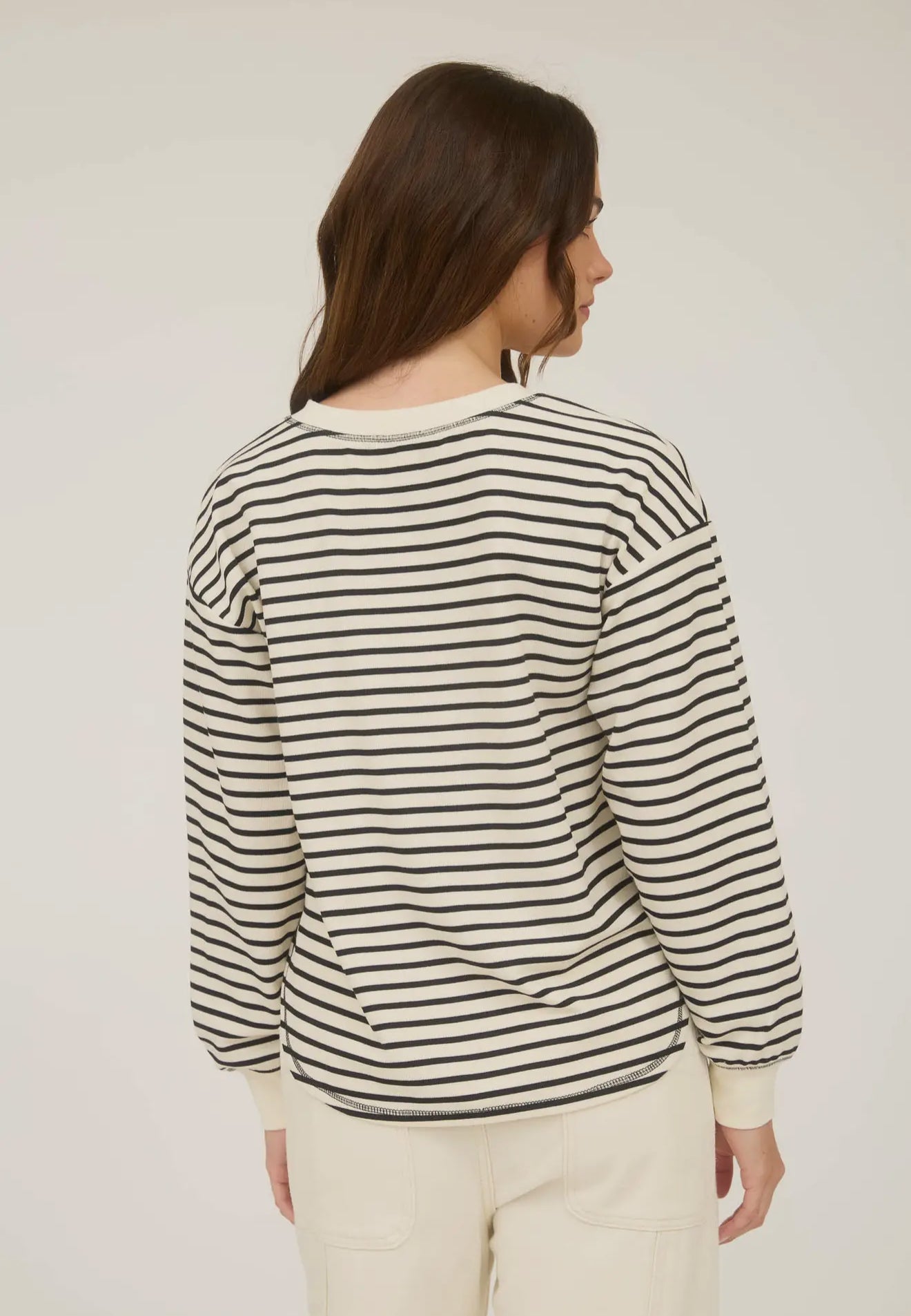 Stripe Henley Snap Button Long Sleeve
Knit Top