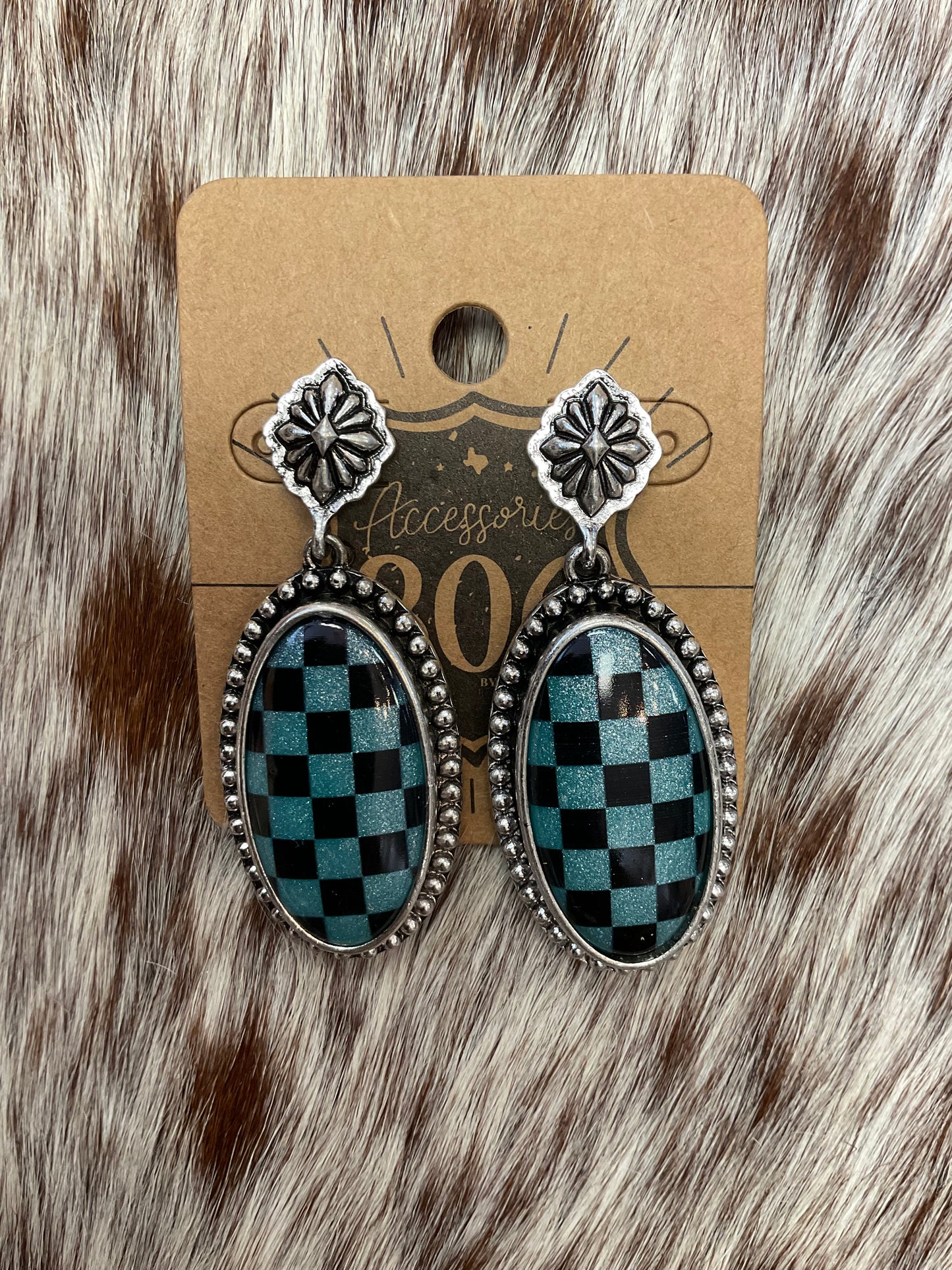 Checkered Oval Earrings