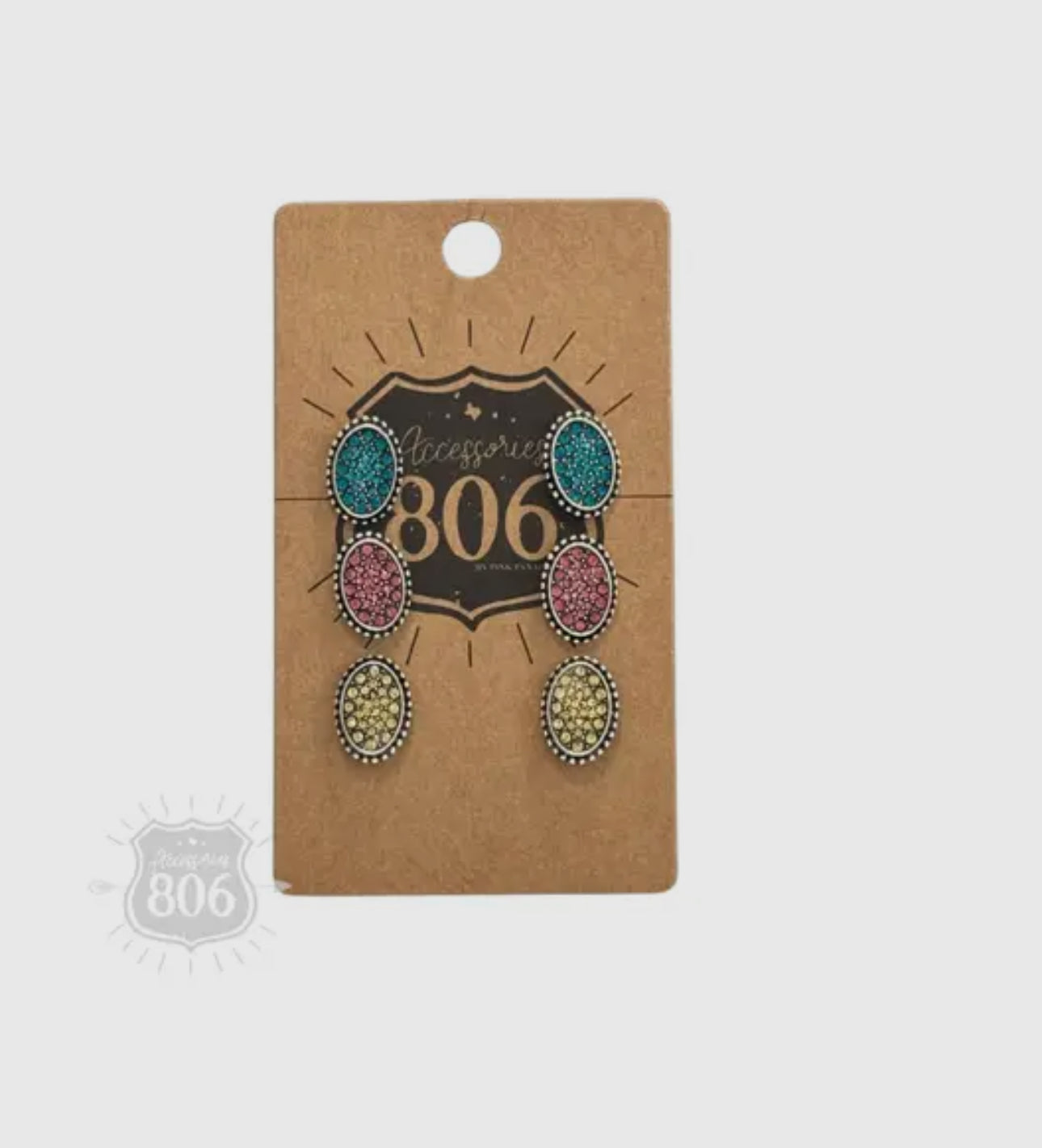 Mini Rhinestone Oval Earring Set