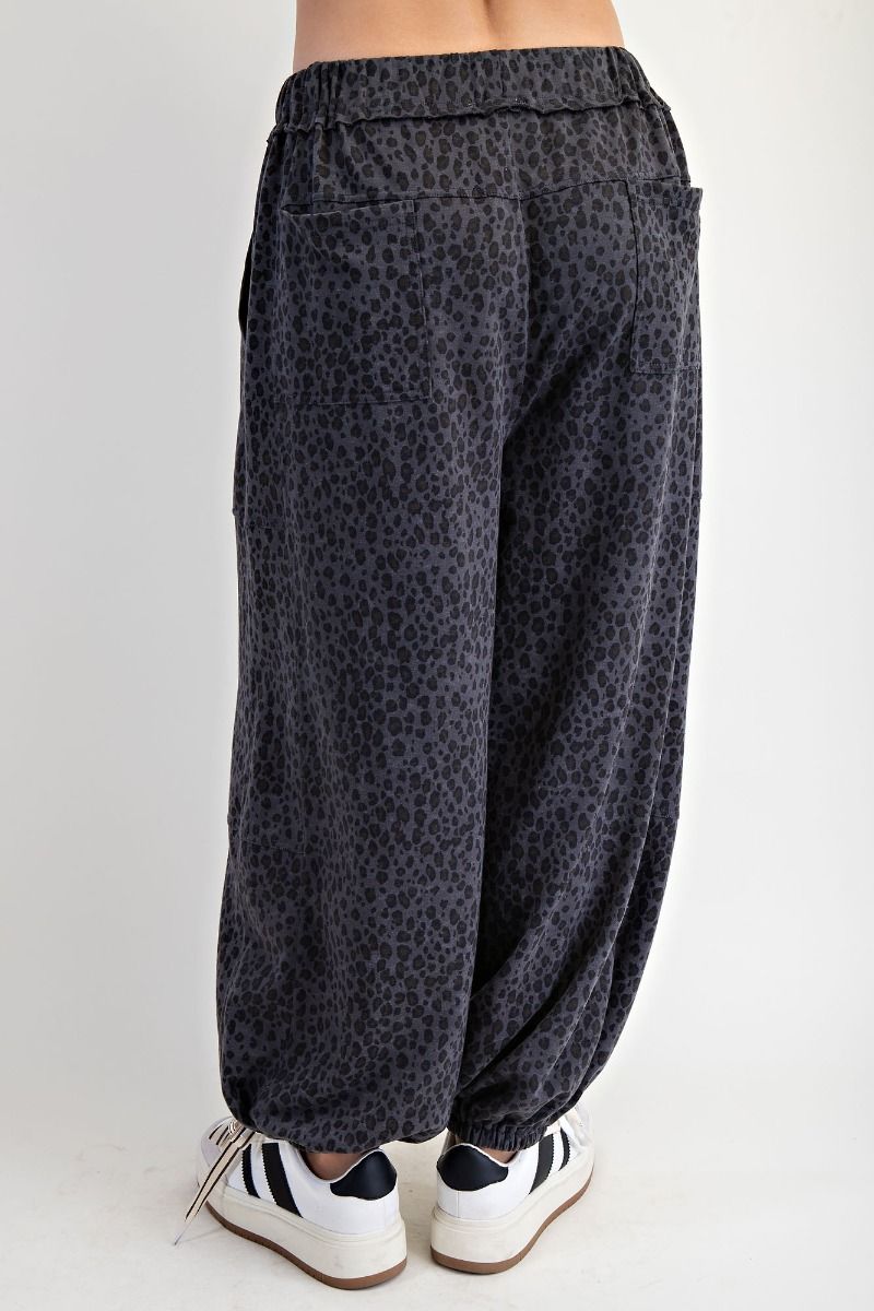 Animal Print Terry Knit Pants