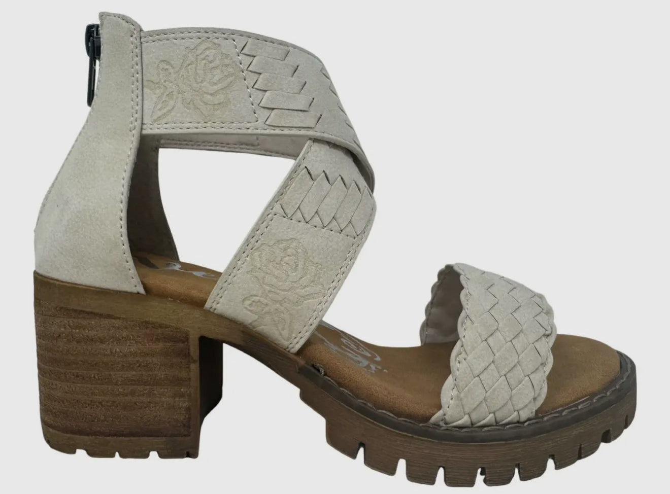 Vana-Very G Womens Open Toed Pump with Floral Emboss