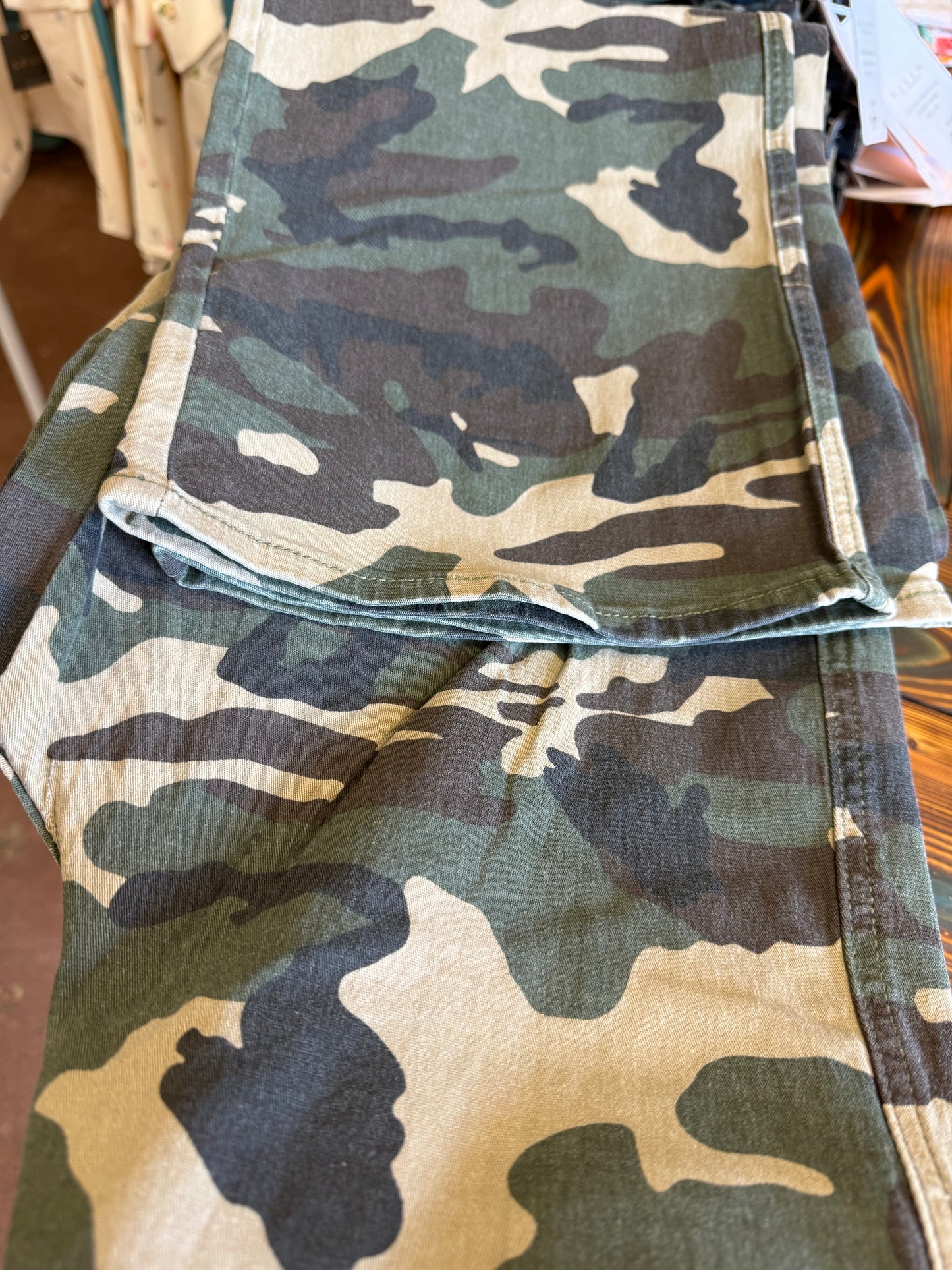 Denim Band Camo Mid Rise Straight Jeans