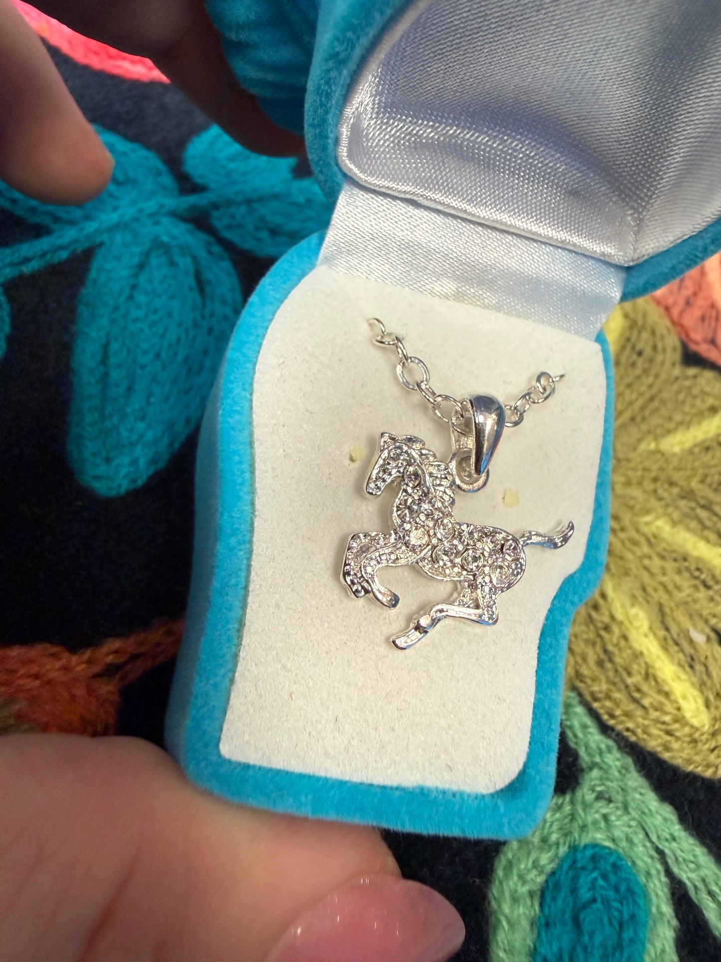 AWST Rhinestone Horse Necklace