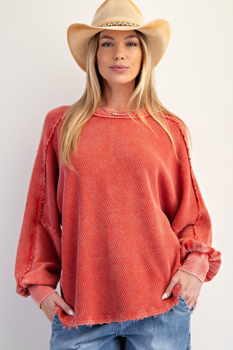 TEXTURED WASHED THERMAL PULLOVER