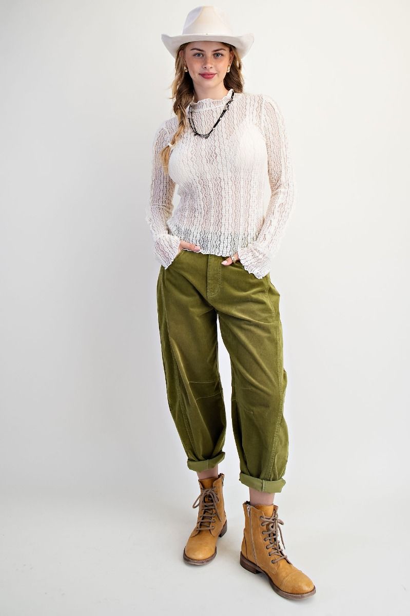 LONG SLEEVE LACE FITTED TOP