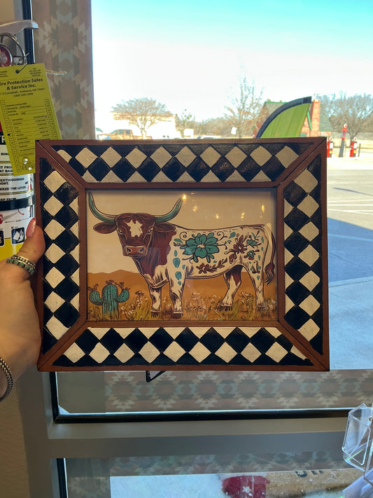 Checkered Leather Picture Frame