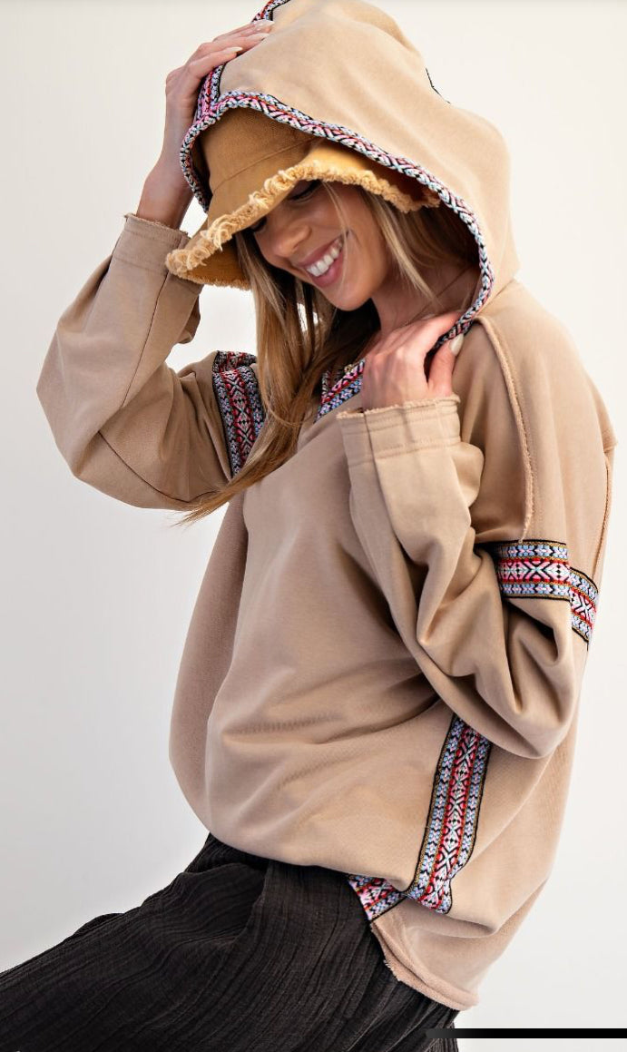 WYNONA WASHED TERRY HOODIE PULLOVER